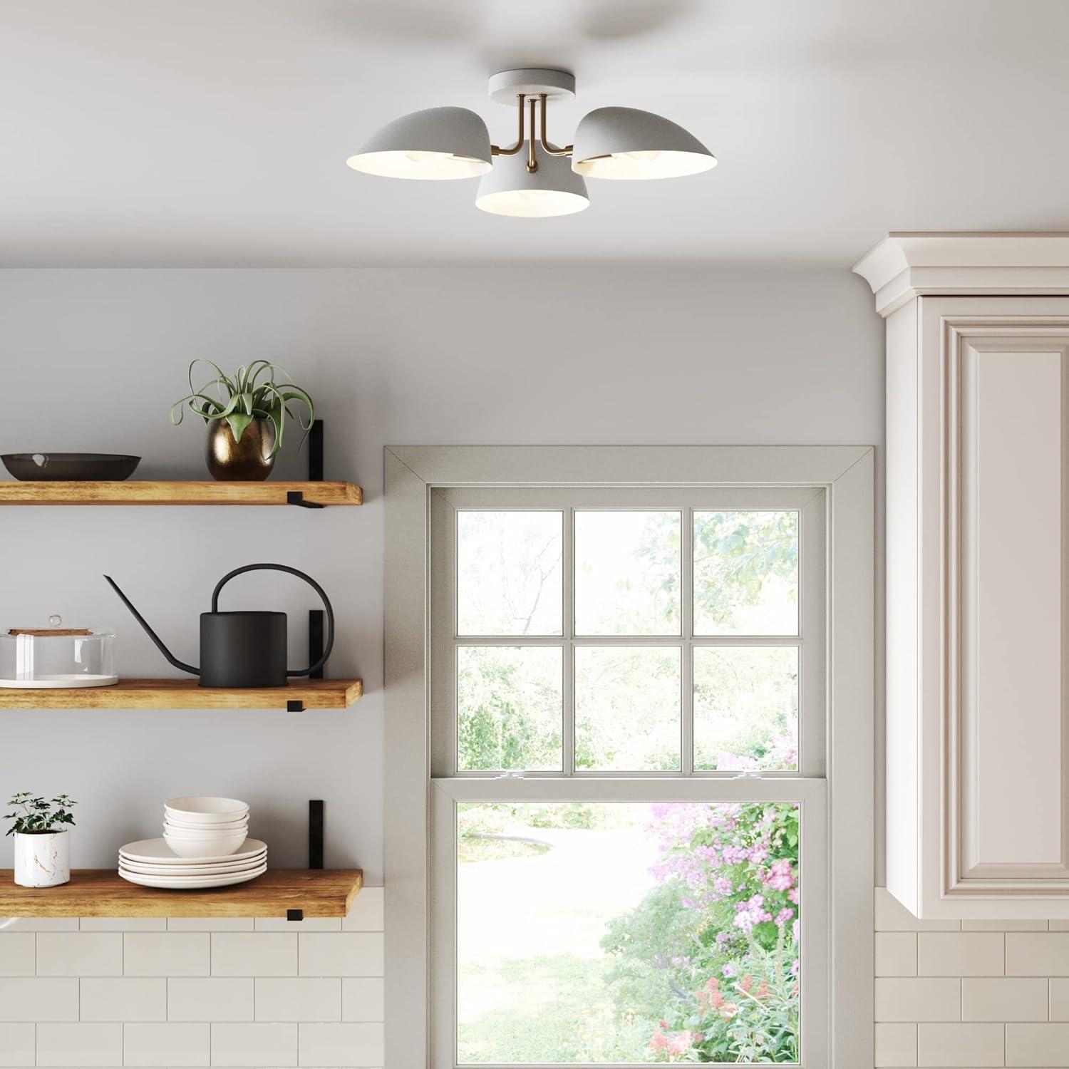 Nathan James Argo Flush Mount White/Gold