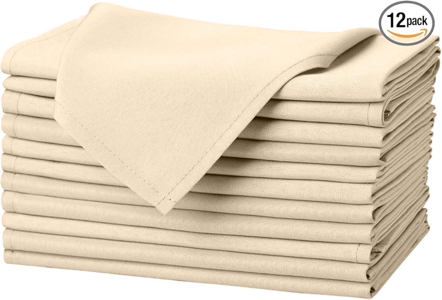 Gee Di Moda Cloth Napkins - 17 x 17 Inch - Heavy Duty Washable Polyester - Set of 12