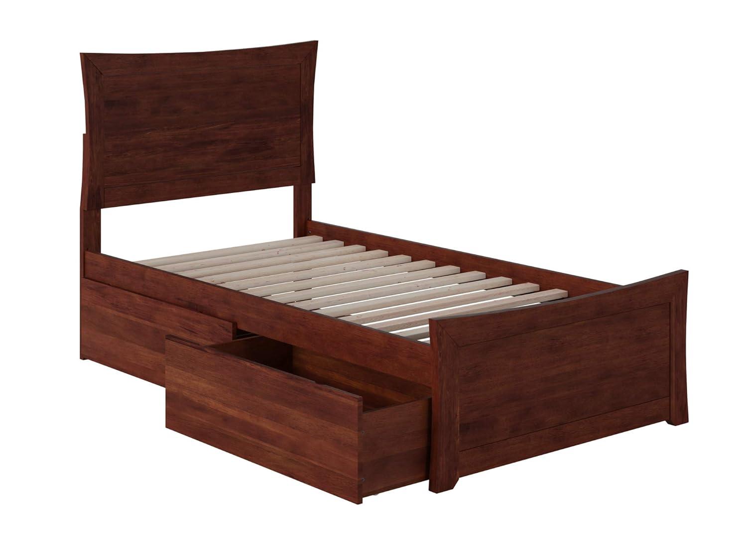 AR9012114 Metro Platform Bed with 2 Urban Bed Drawers, Twin XL, Walnut