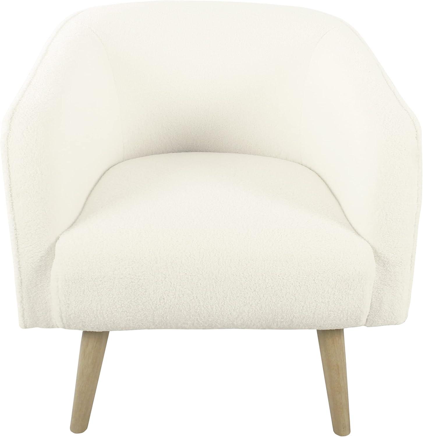 HomePop Sherpa Modern Wood and Fabric Accent Chair in Cream Finish