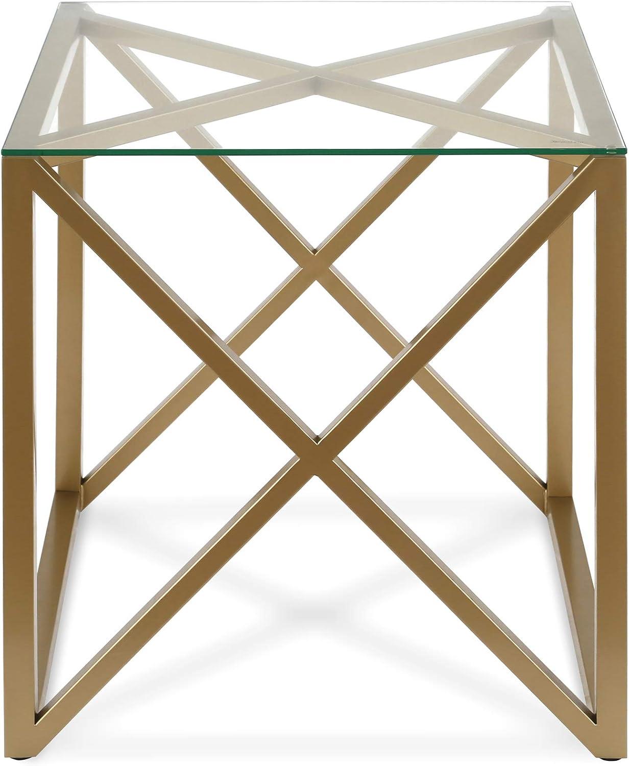 Evelyn&Zoe Dixon 20" Wide Square Side Table in Brass