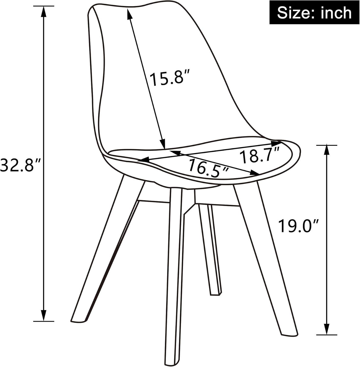 White Faux Leather Upholstered Dining Chairs with Wood Legs, Set of 2