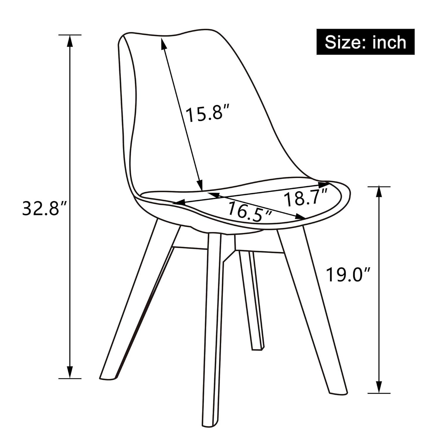 LSSBOUGHT PU Leather Dining Chairs Upholstered Shell Chairs with Wood Legs Set of 2 White-2-Piece
