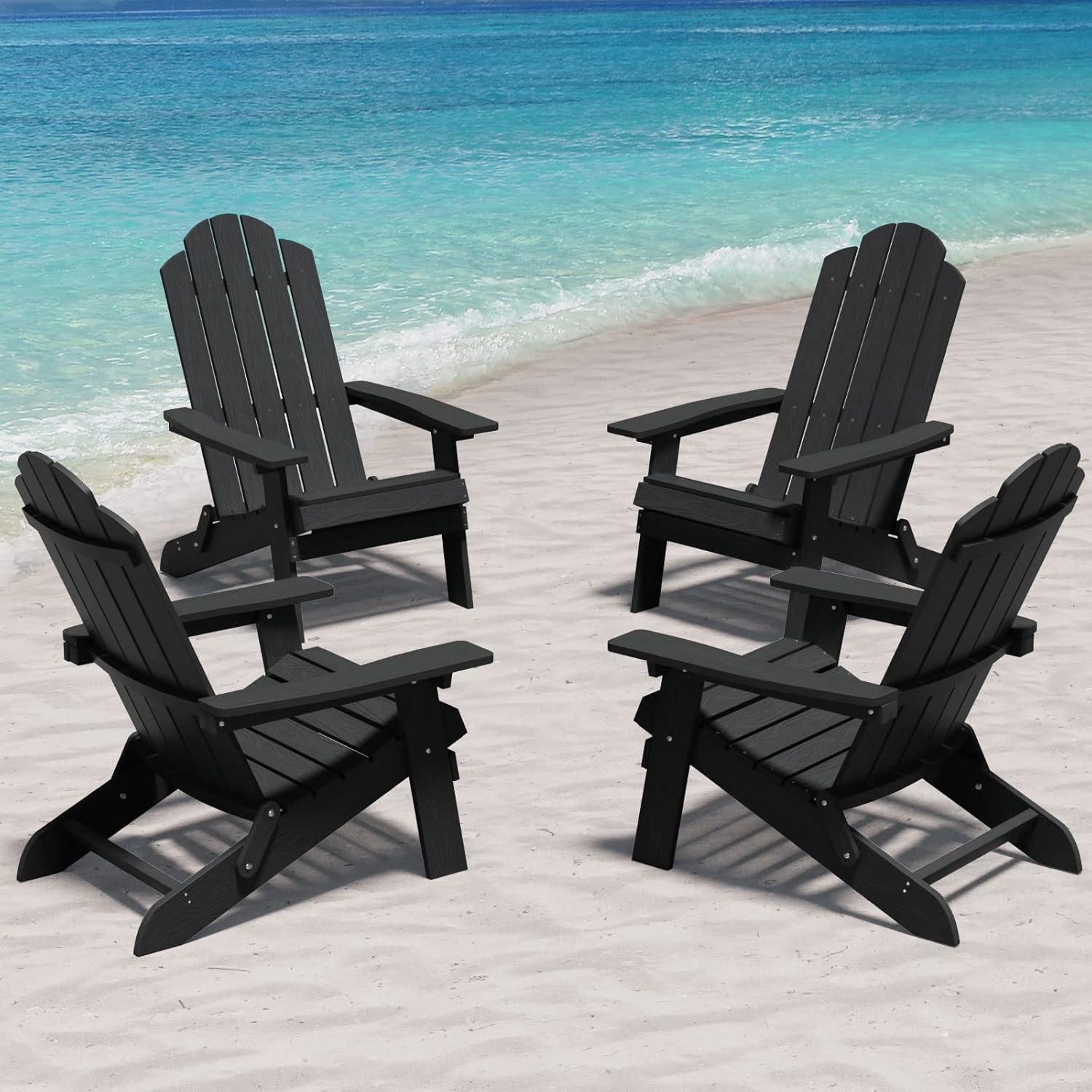 Outdoor Plastic Folding Adirondack Chair For All Weather (Set Of 4) (Set of 4)