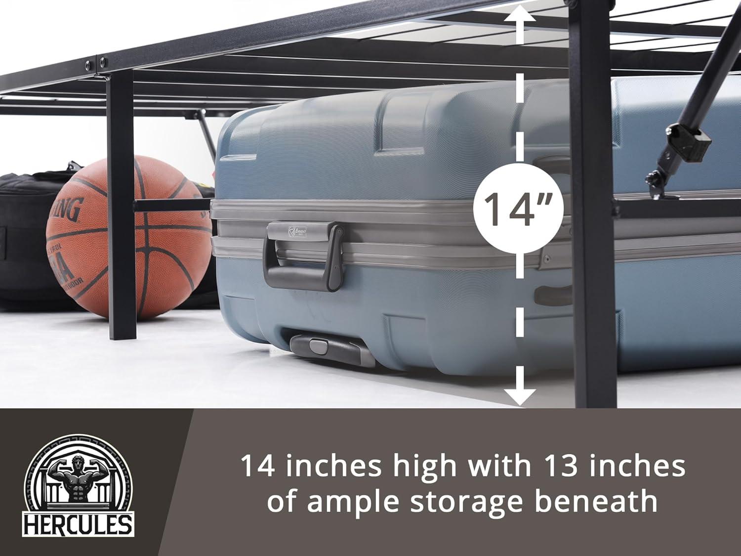 Hercules Folding Metal Bed Frame, 14 Inch Heavy Duty Platform Mattress Foundation, Easy Assembly, Noise Free, No Box Spring Needed, Twin