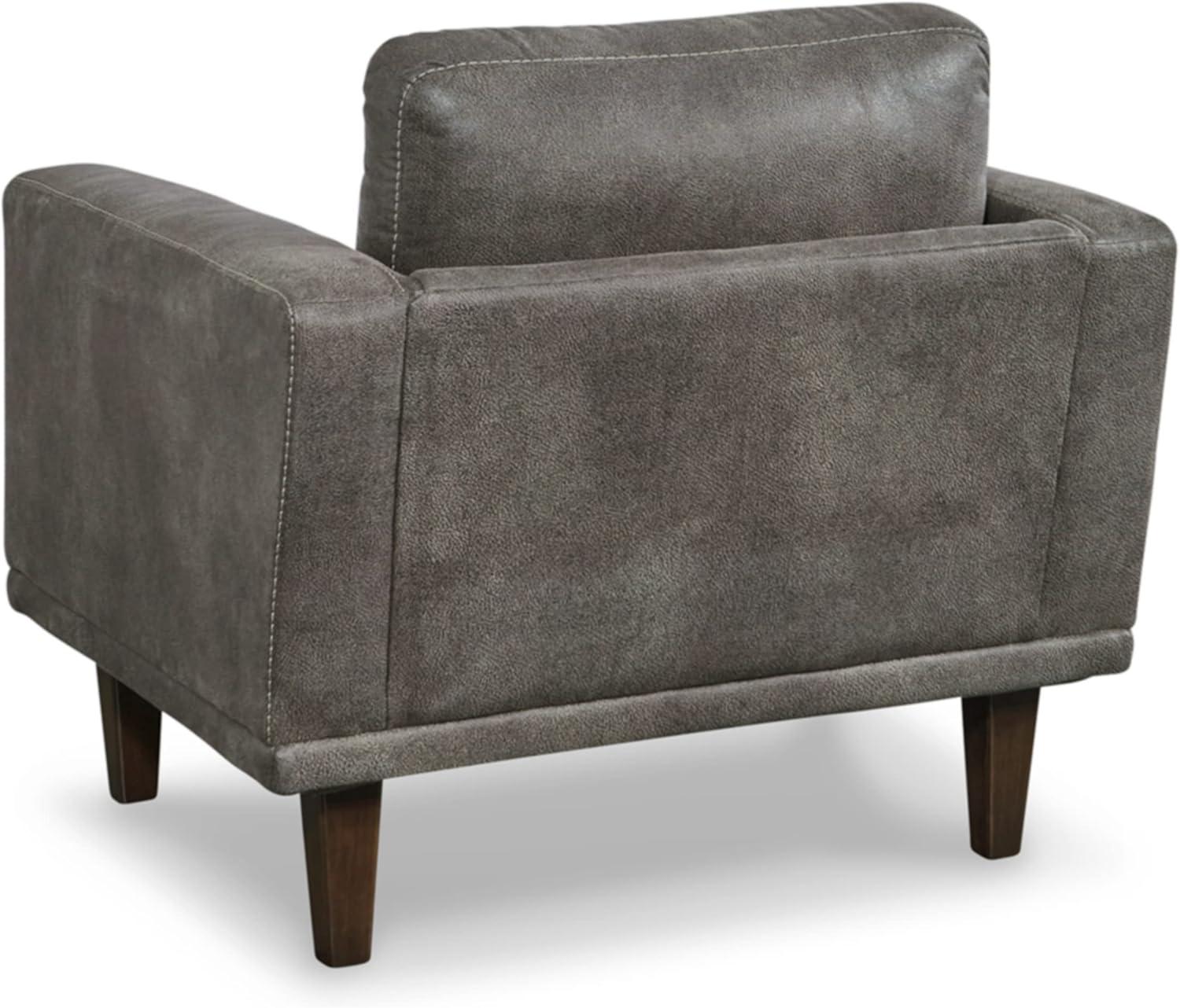 Contemporary Dark Gray Faux Leather 34" Accent Chair