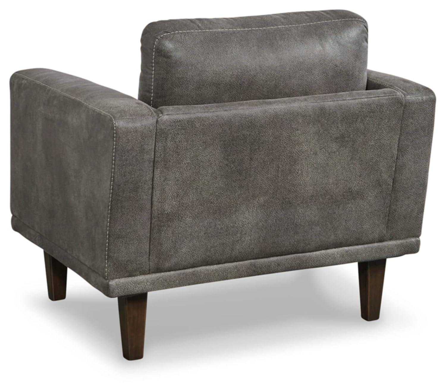 Contemporary Dark Gray Faux Leather 34" Accent Chair