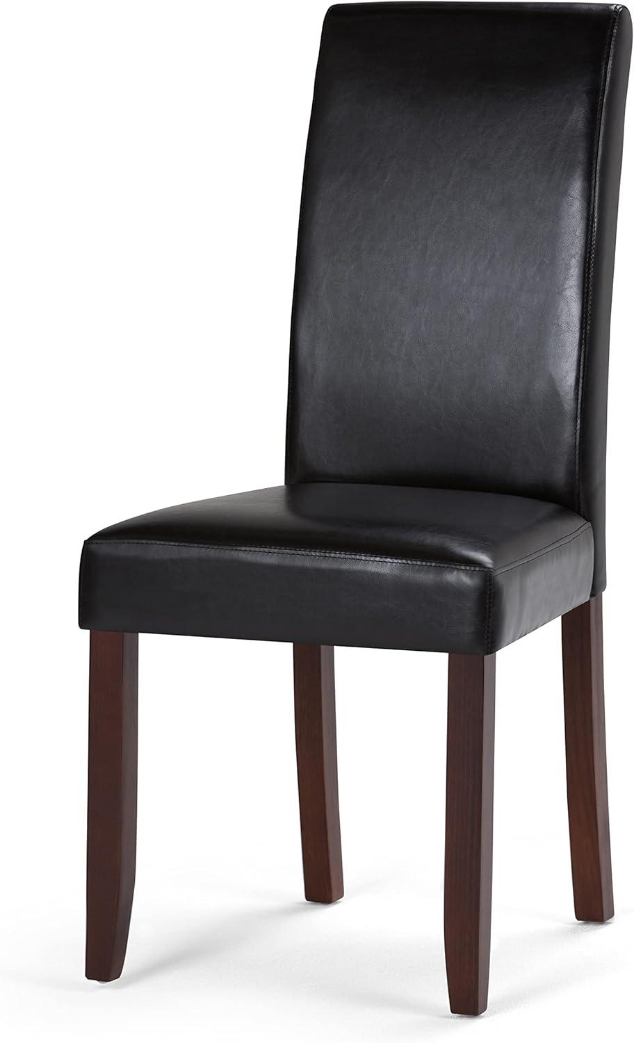 Acadian Midnight Black Faux Leather Upholstered Parsons Side Chair