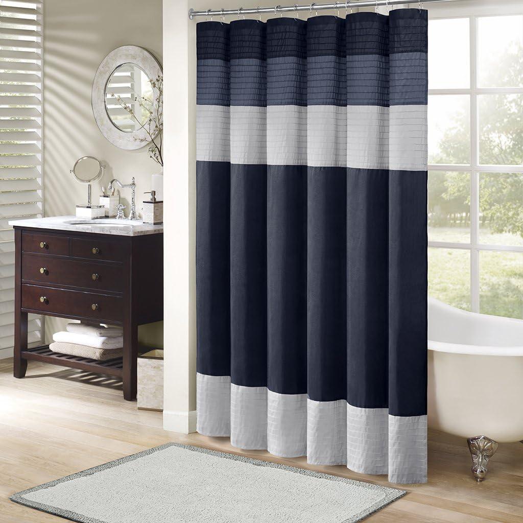 Amherst Striped Faux Silk Shower Curtain