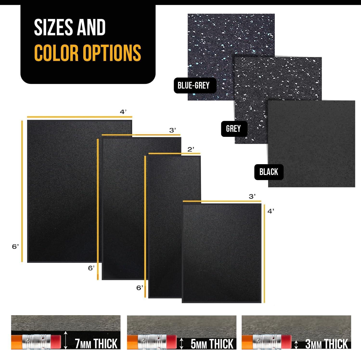 3 ft. x 4 ft. x 0.196 in. Black Rubber Fitness Utility Mat (12 sq. ft.)