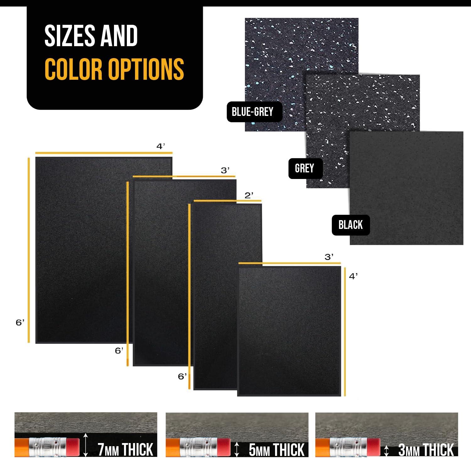 3 ft. x 4 ft. x 0.196 in. Black Rubber Fitness Utility Mat (12 sq. ft.)