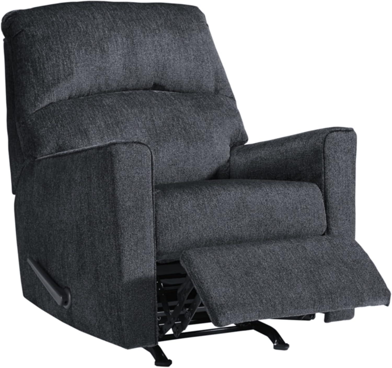 Slate Gray Metal Frame Rocker Recliner with Plush Upholstery