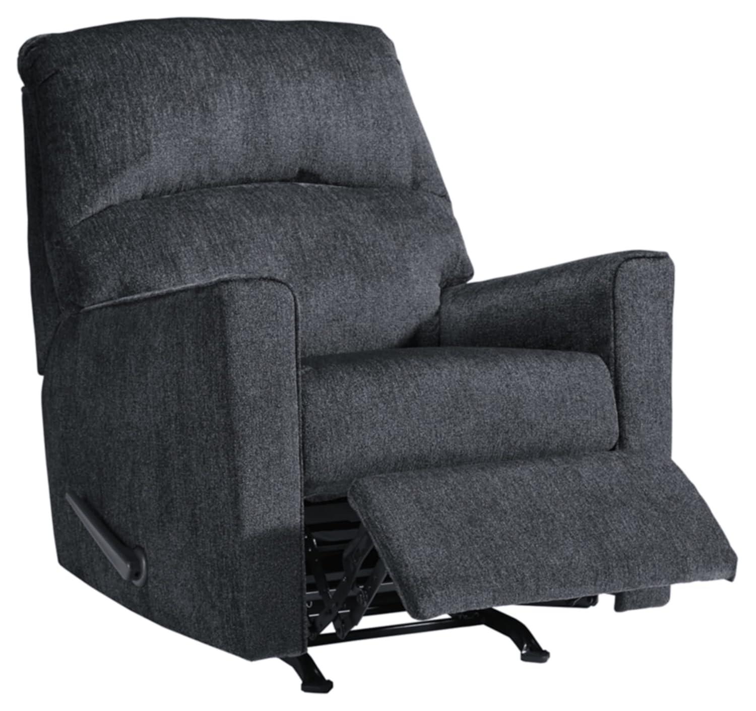 Fabric Upholstered Rocker Recliner with Tufted Back Charcoal Gray - Saltoro Sherpi