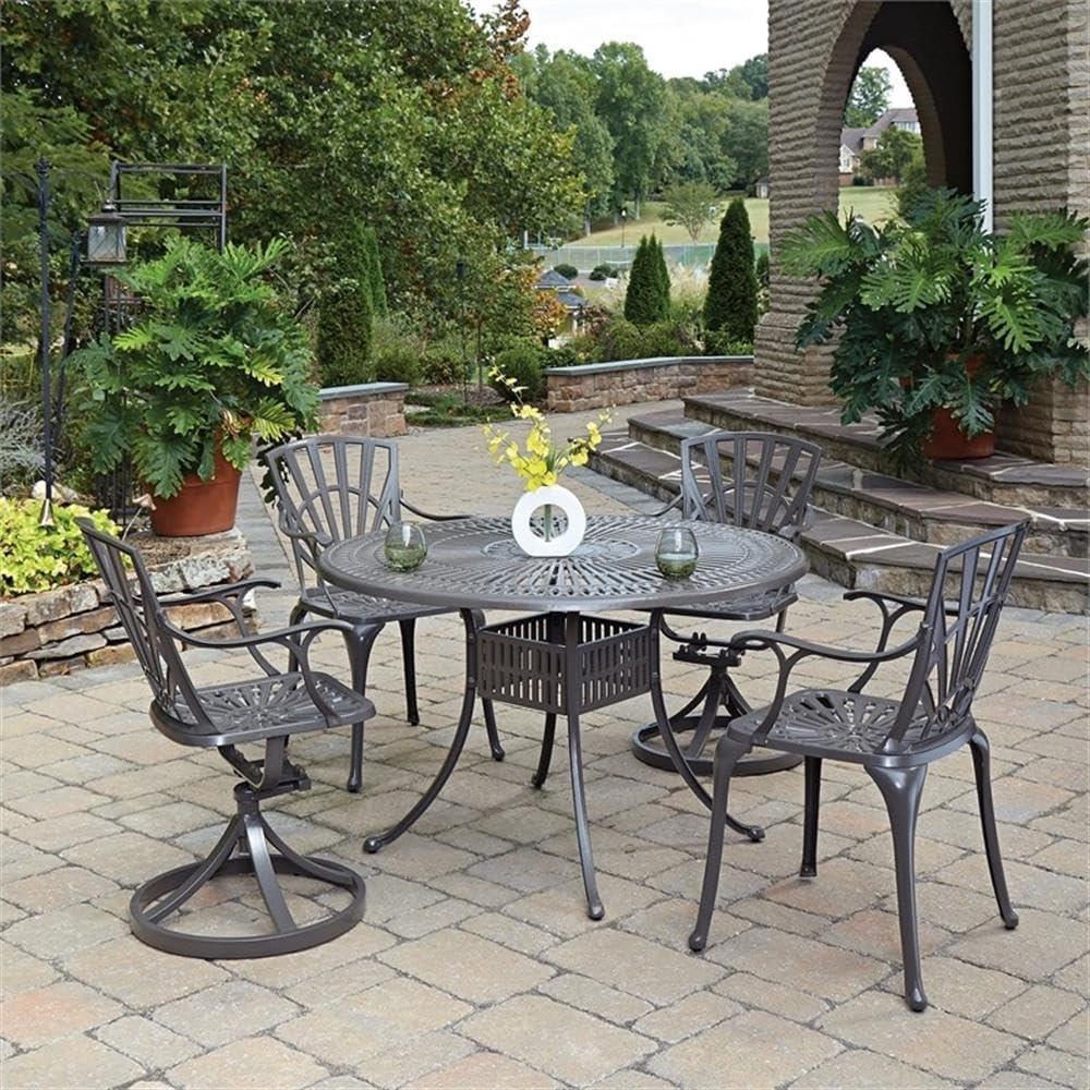 Homestyles Grenada Aluminum Outdoor Dining Table in Khaki Gray