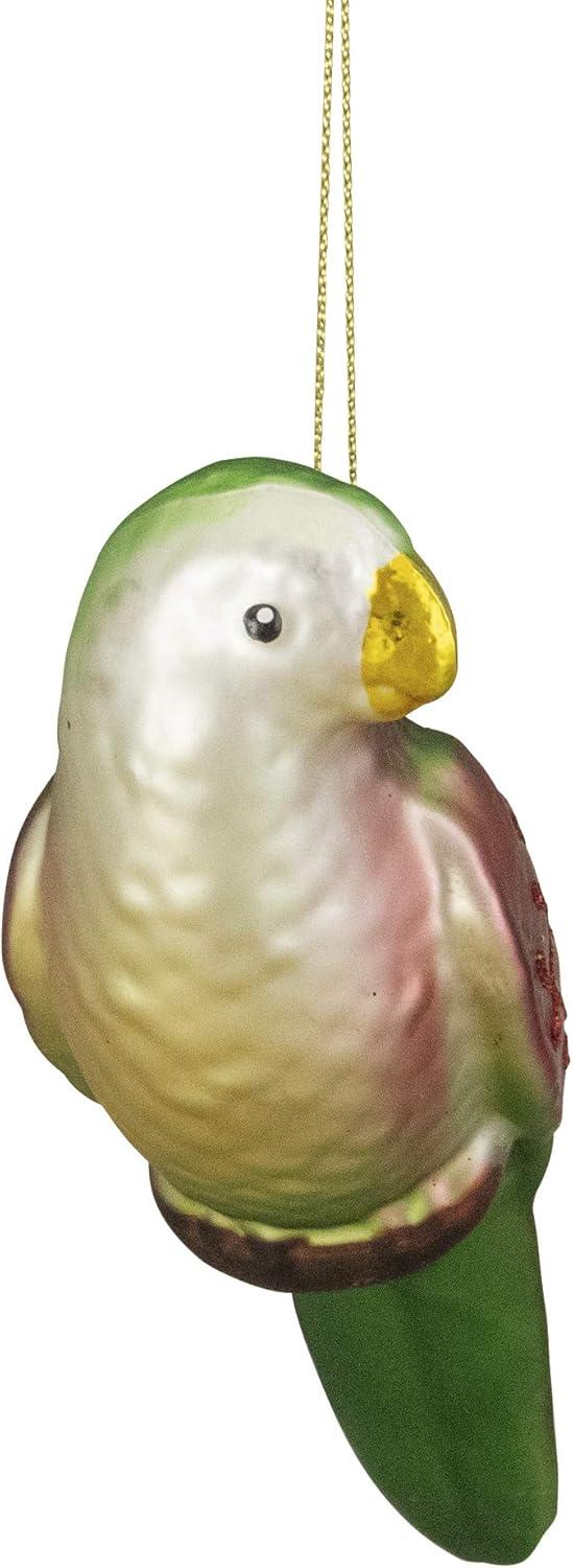 Northlight 6.5" Yellow and Red Parrot Glass Christmas Ornament