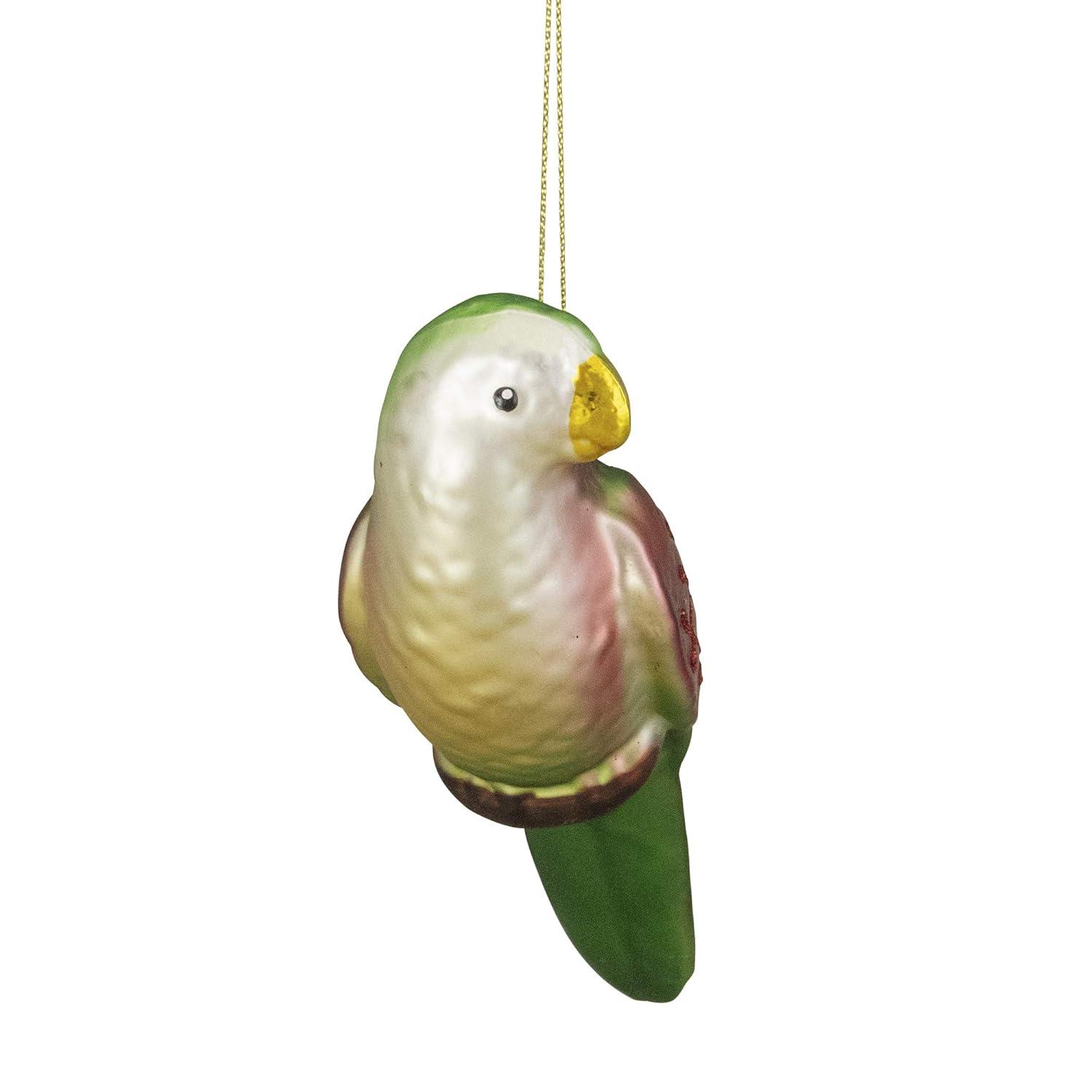 Northlight 6.5" Yellow and Red Parrot Glass Christmas Ornament