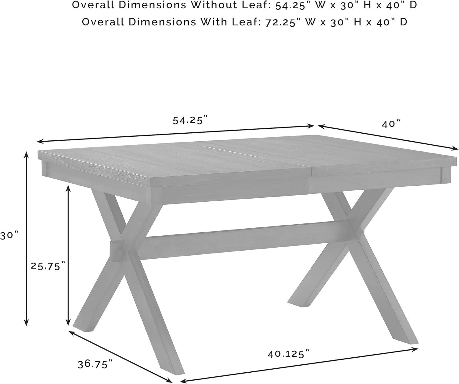 Crosley Hayden Extendable Dining Table Slate: Rustic Farmhouse Style, Seats 8 with Leaf, MDF & Rubberwood