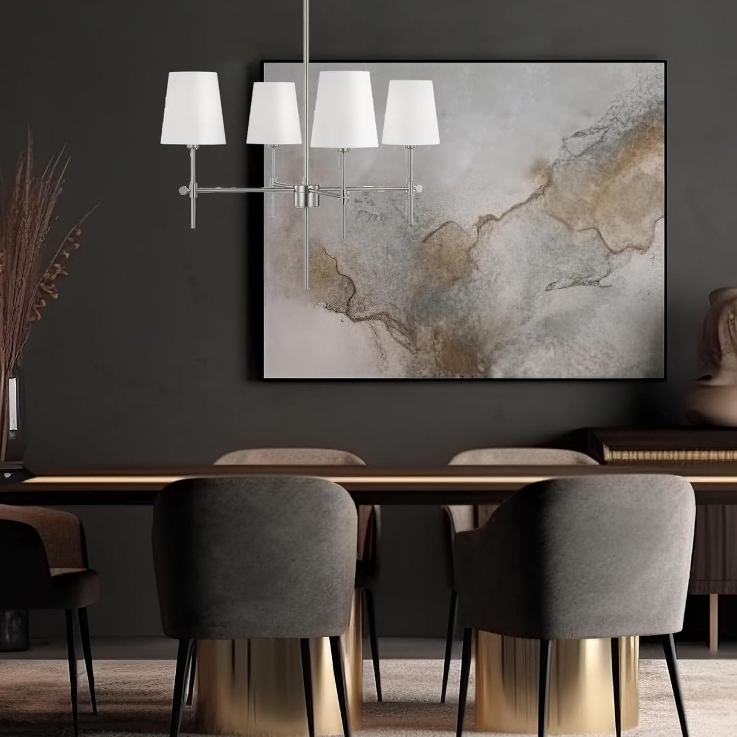 Generation Lighting 4-Light Baker Chandelier Brushed Nickel 3287204-962 | Modern Ceiling Light Fixture for Room Decor| Chandelier for Dining Room or Living Room Uses Standard or LED Light Bulbs