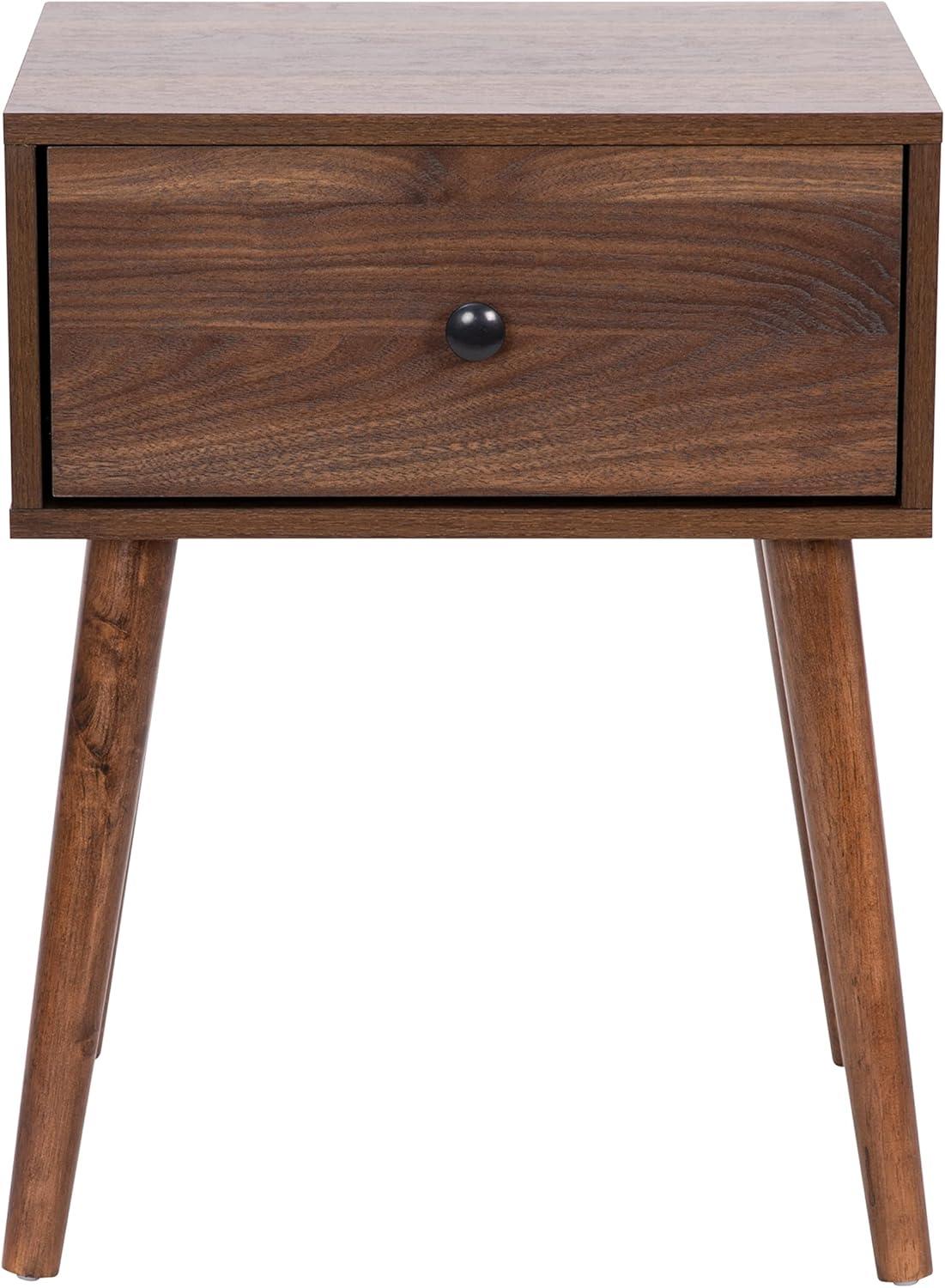 Walker Edison 2-Piece Mid-Century Solid Pine Wood Bedroom Nightstand in Walnut