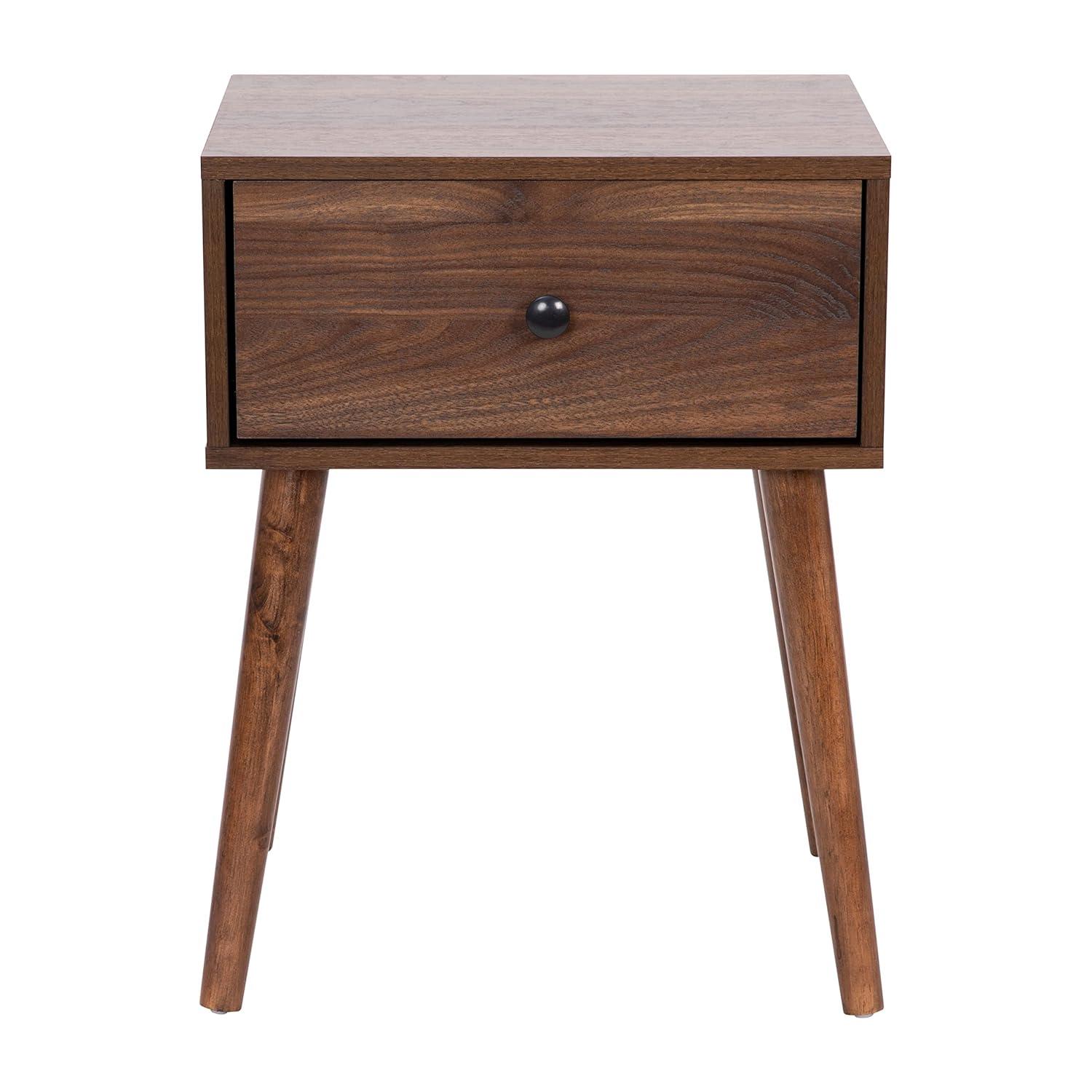 Walker Edison 2-Piece Mid-Century Solid Pine Wood Bedroom Nightstand in Walnut