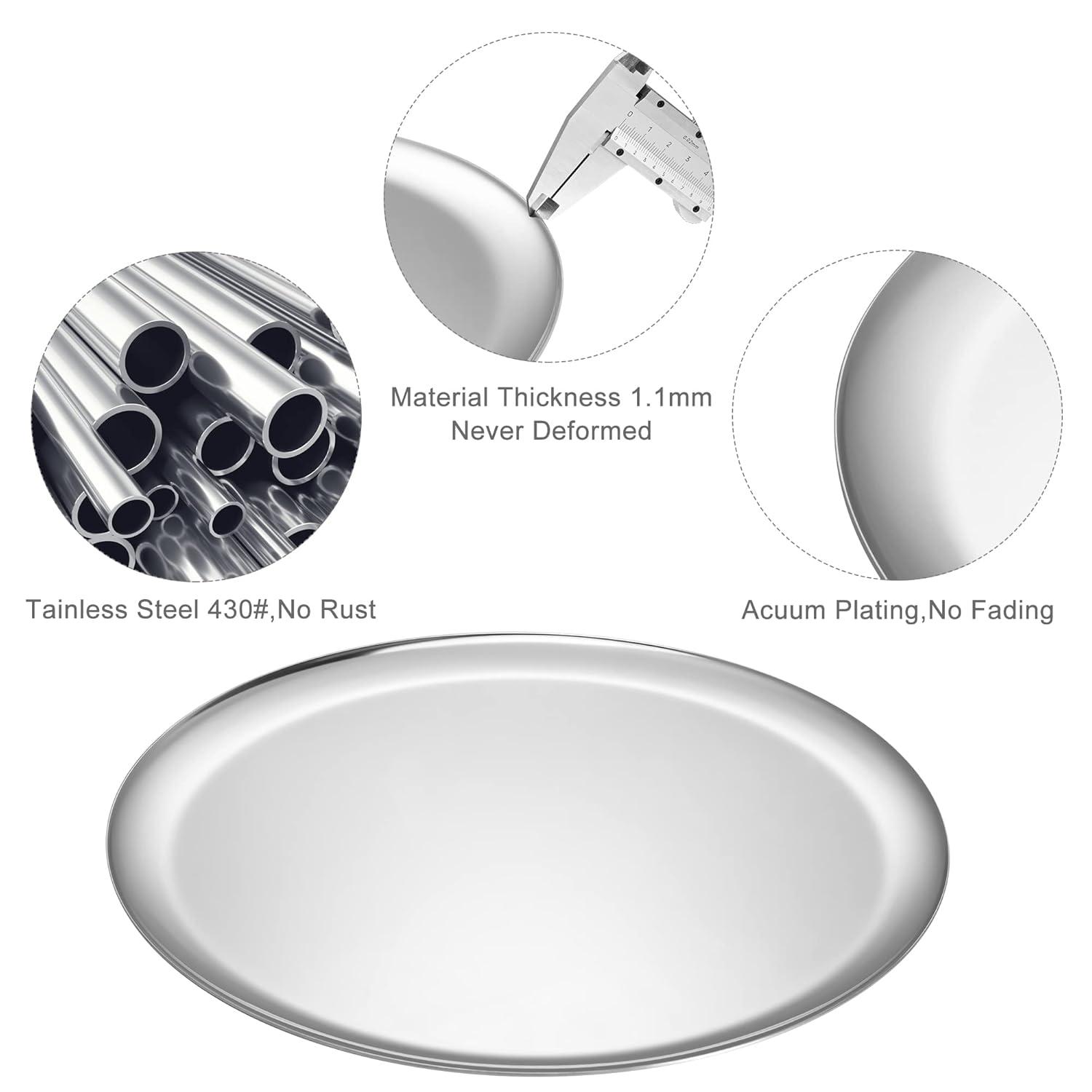 Large Mirror-Polished Stainless Steel Round Tray – Multi-Purpose Decorative Storage for Jewelry, Cosmetics & Essentials – 11.02" Silver Organizer for Bathroom,Bedroom,Coffee Table & Living Room