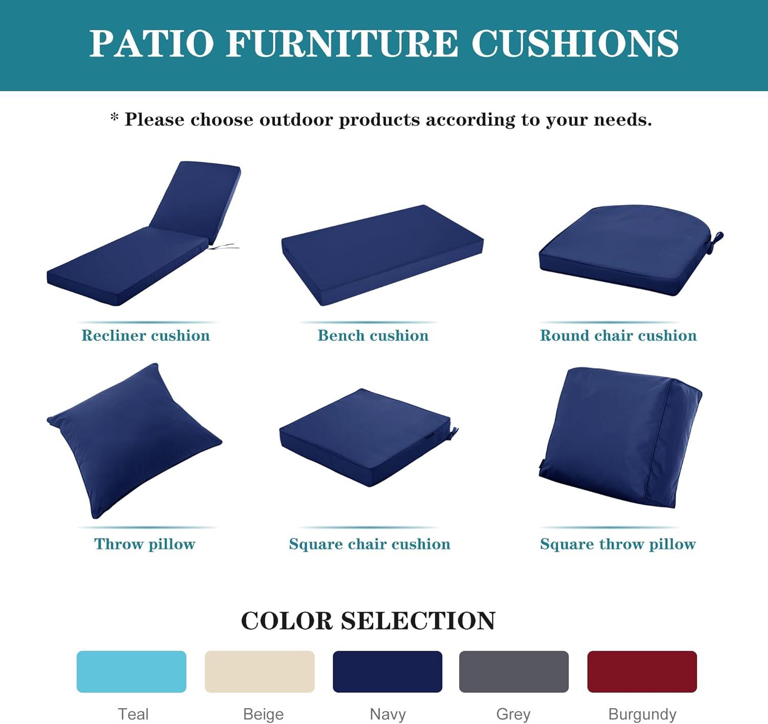 Outdoor Loveseat Cushion, Waterproof Fade & Tear Resistant Seat and Backrest Cushion Set for Patio Furniture,46x24 Inch, Navy