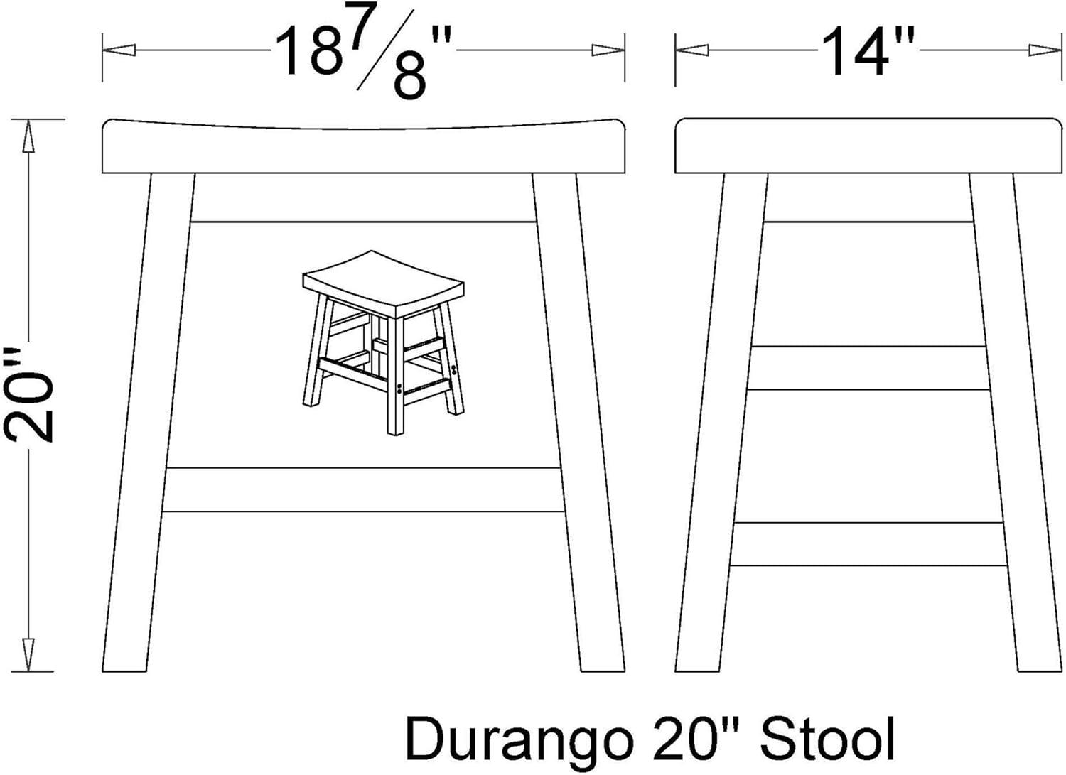 Durango 20" Brown Industrial Wood and Metal Saddle Stool