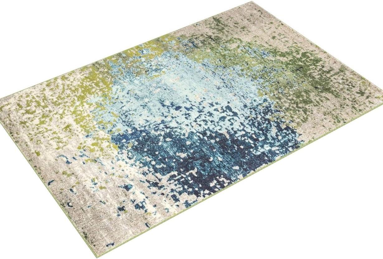 Estrella Blue Abstract 6' x 9' Easy-Care Synthetic Area Rug