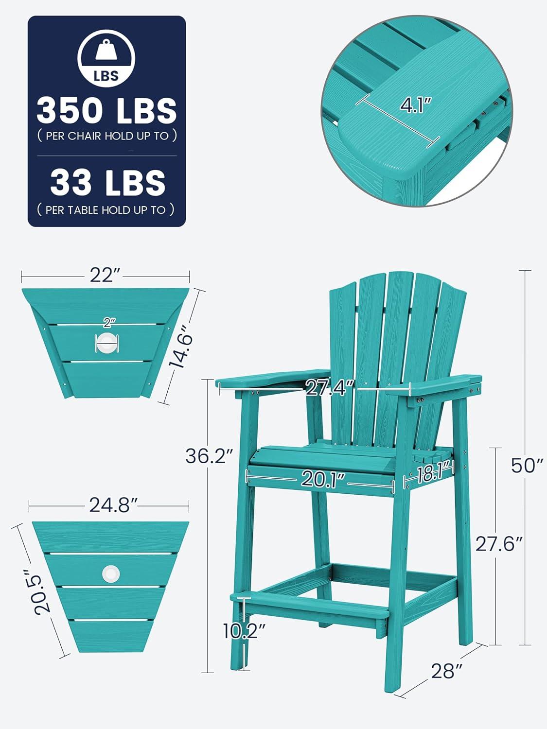 Rosecliff Heights Wolak HDPE Outdoor Adirondack Chair Set With Table