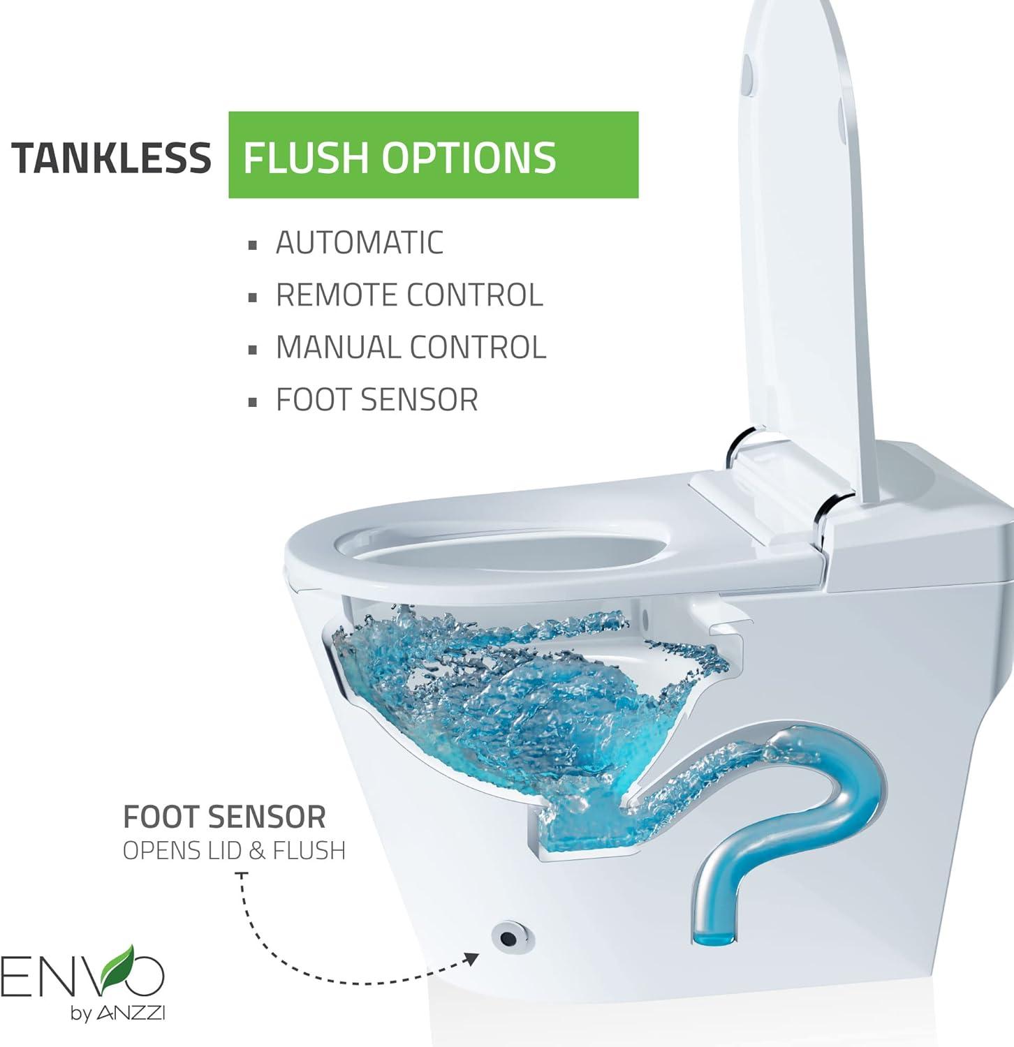 ANZZI Echo 1.28 Gallons GPF Elongated Floor Mounted Bidet Toilet (Seat Included)