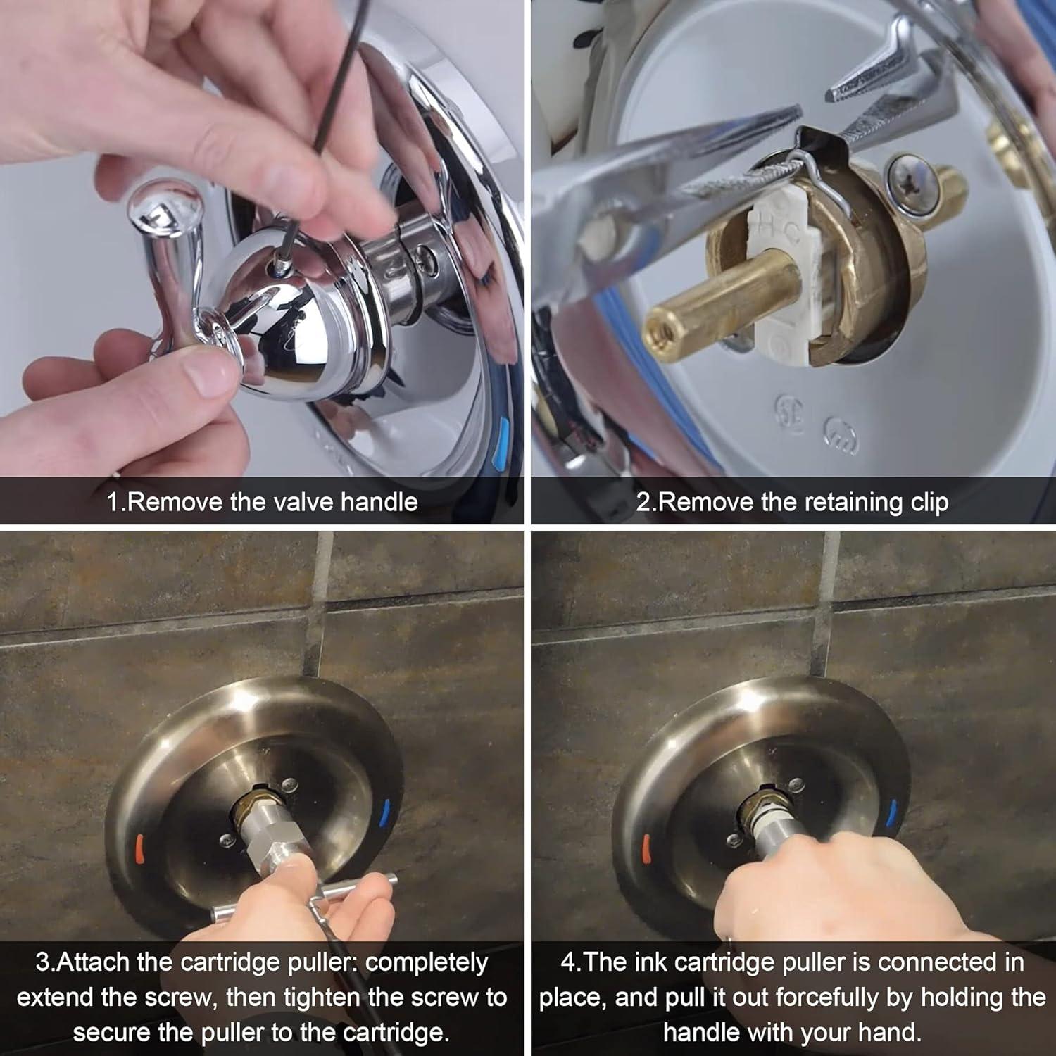 1222 Replacement Cartridge with Moen 104421 Cartridge Puller Removal Tool Retainer Clip Compatible with Moen One-Hanlde Posi Temp 1222B Shower Bathtub Faucet (1222 cartridge +104421 cartridge puller)