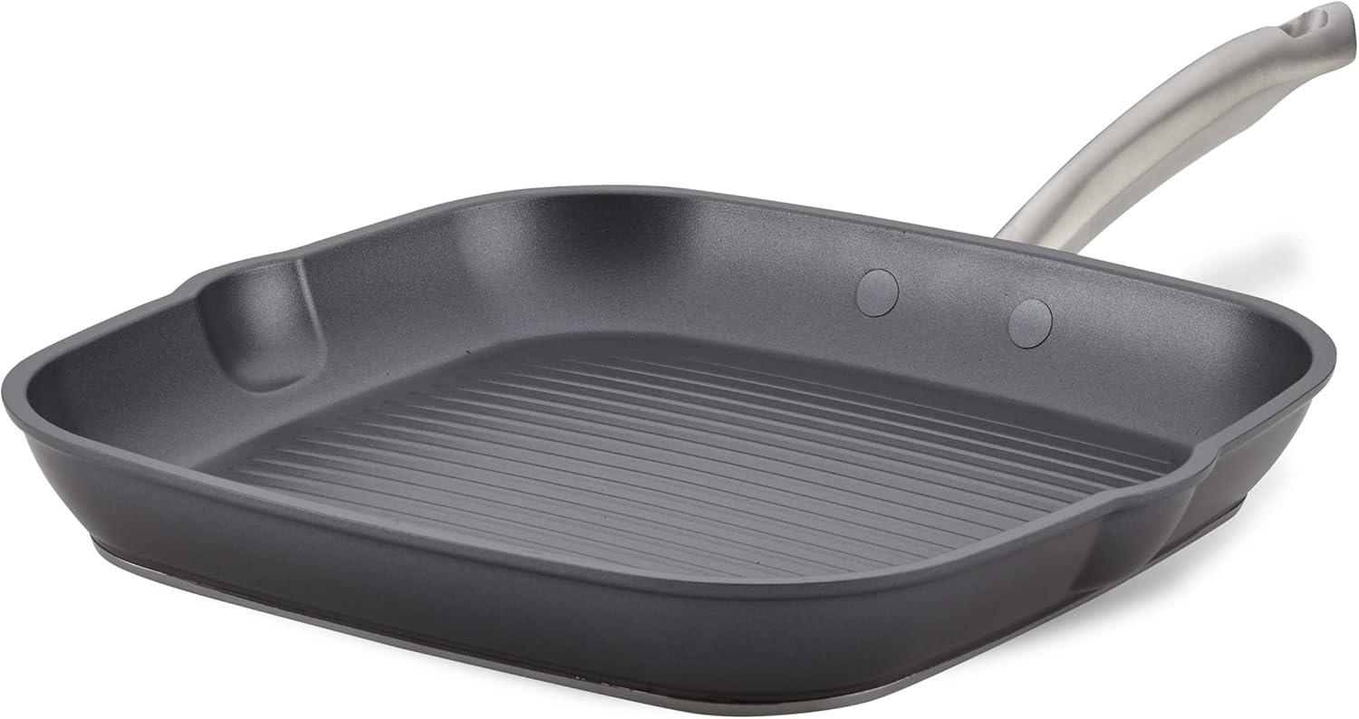 Anolon Accolade Forged Hard Anodized Nonstick Induction Square Stovetop Grill / Griddle Pan, 11 Inch, Moonstone