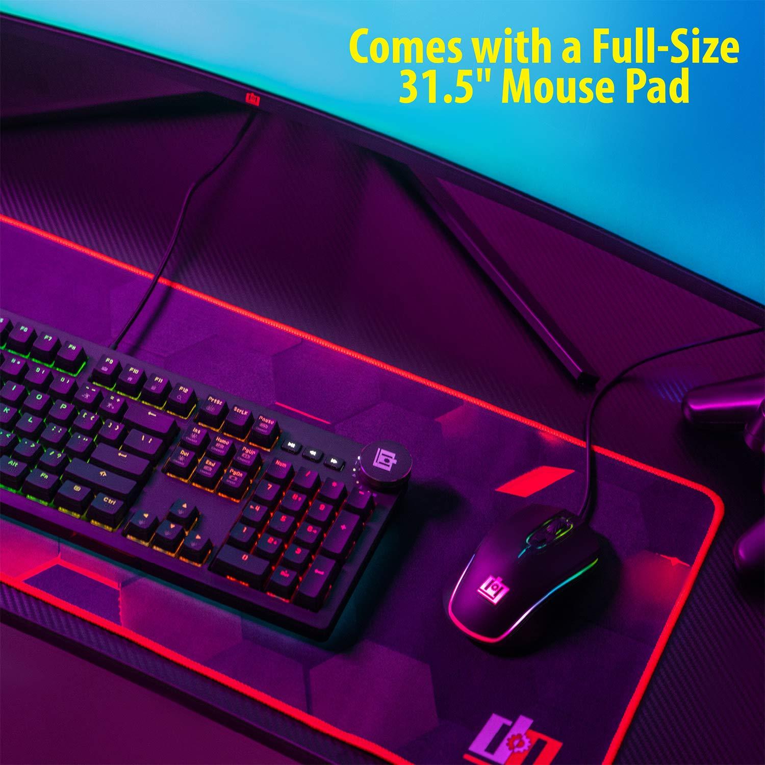 Inbox Zero Déco Gear 47" LED Carbon Fiber Surface Gaming Desk & Reviews | Wayfair