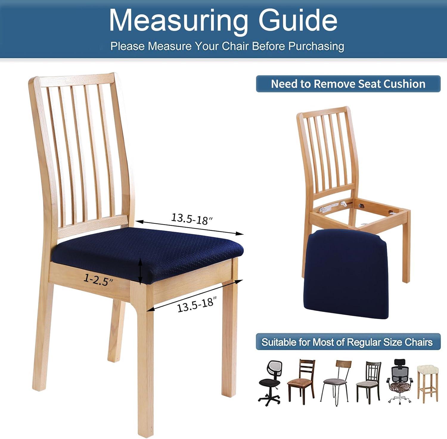 Furrygo Washable 4 Pieces Polyester Dining Chair Slipcovers, Navy