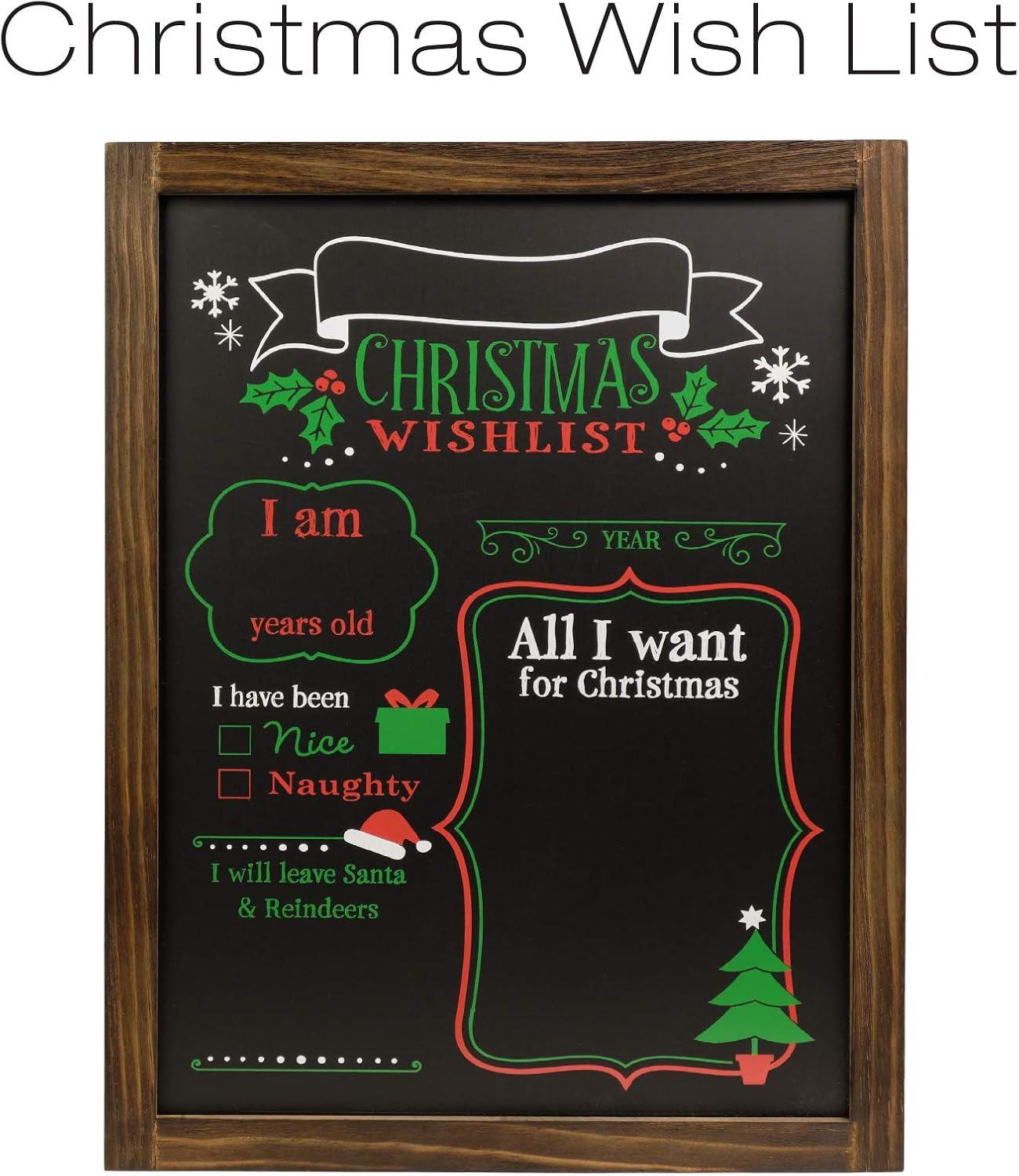 Excello Global Products Wooden Chalkboard 13 by 17 in Photo Frame Christmas Decoration with White Chalks, Version 1, Set of 2 Boards - EGP-HD-0238