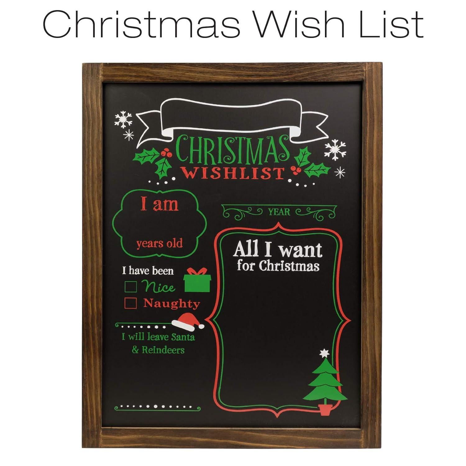 Excello Global Products Wooden Chalkboard 13 by 17 in Photo Frame Christmas Decoration with White Chalks, Version 1, Set of 2 Boards - EGP-HD-0238