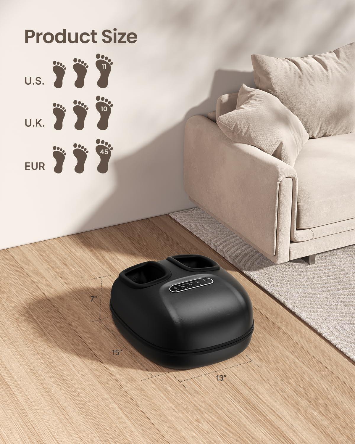 Renpho Shiatsu Foot Massager with Heat for Tired Foot Blood Circulation up to size 11, Black,Fathers Day & Birthday Gifts for Mom Dad Men