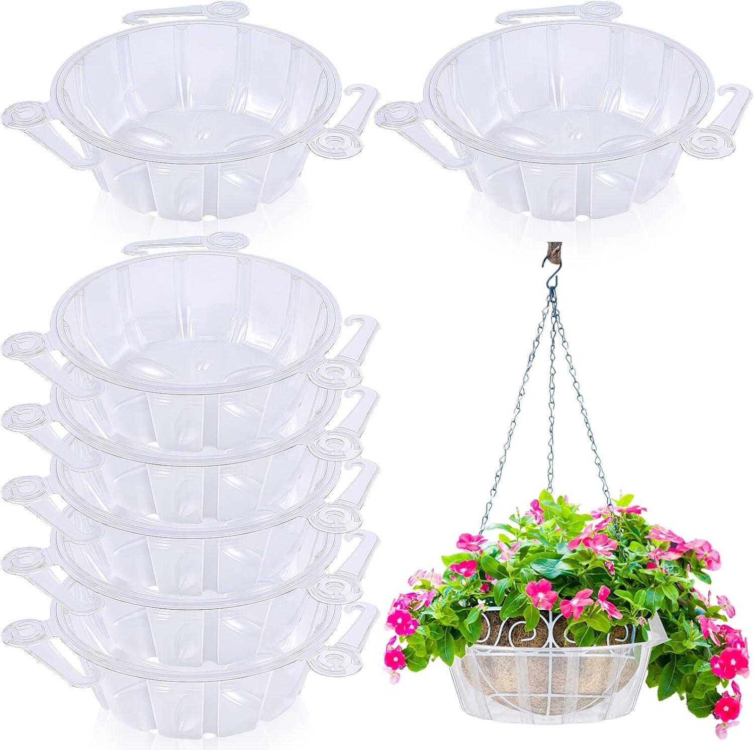 Arlmont & Co. 20 Pcs Hanging Plant Drip Trays Hanging Basket Water Catcher Plant Saucer Drip Pan Clear Plant Hangers For Hanging Planter Outdoor Indoor
