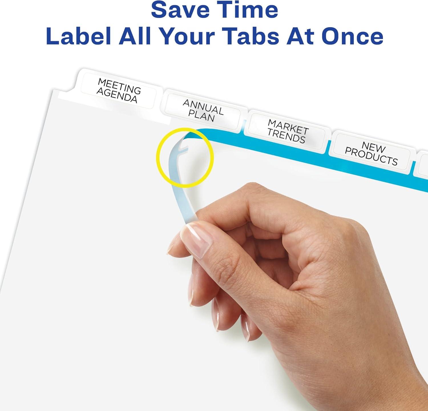 Avery Print & Apply Clear Label Dividers w/White Tabs 5-Tab Letter 5 Sets 11492