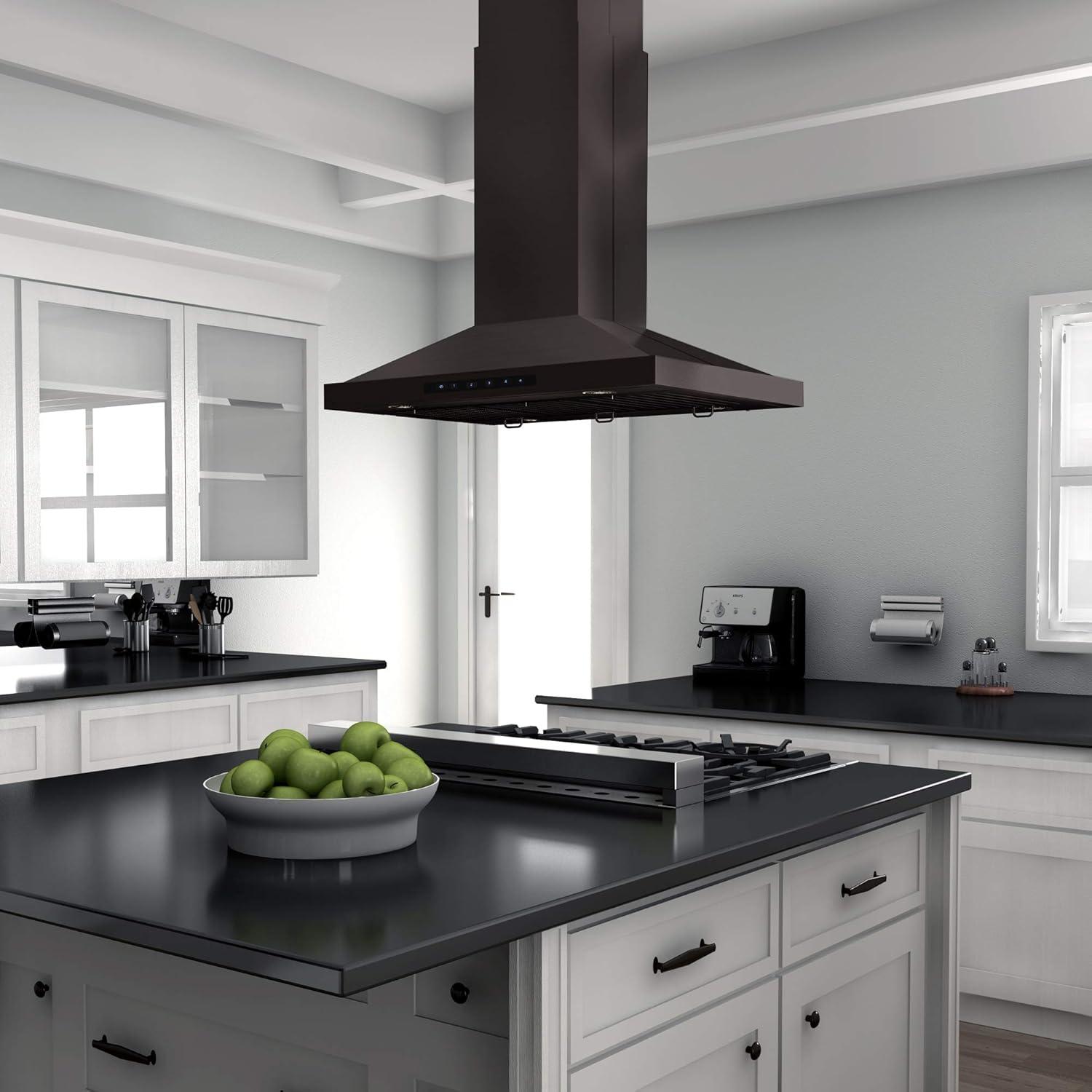 36 in. Convertible Vent Isl& Mount Range Hood in Stainless Steel (GL2i-36)
