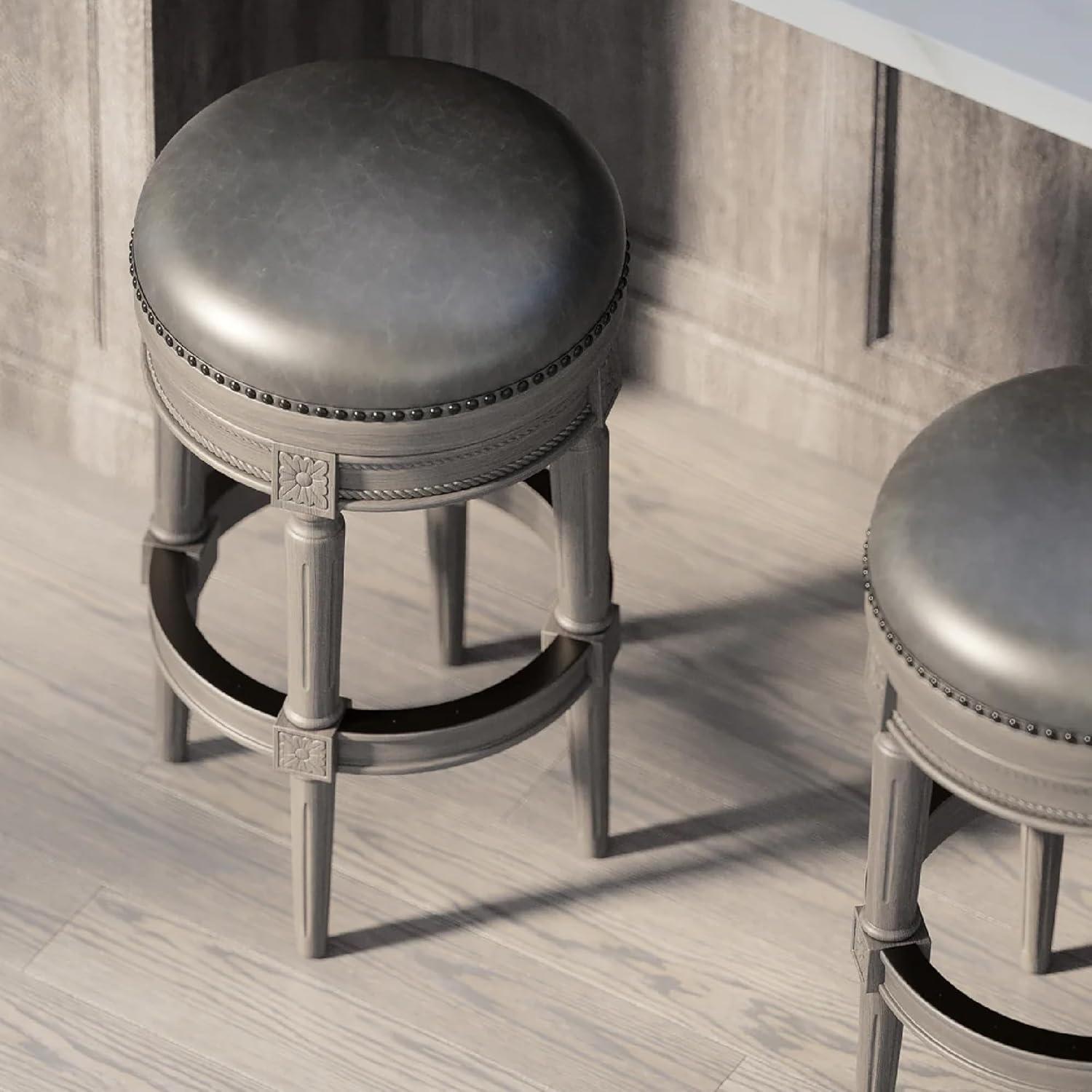 Maven Lane Maven Lane Pullman Backless Bar Stool with Vegan Leather Upholstery