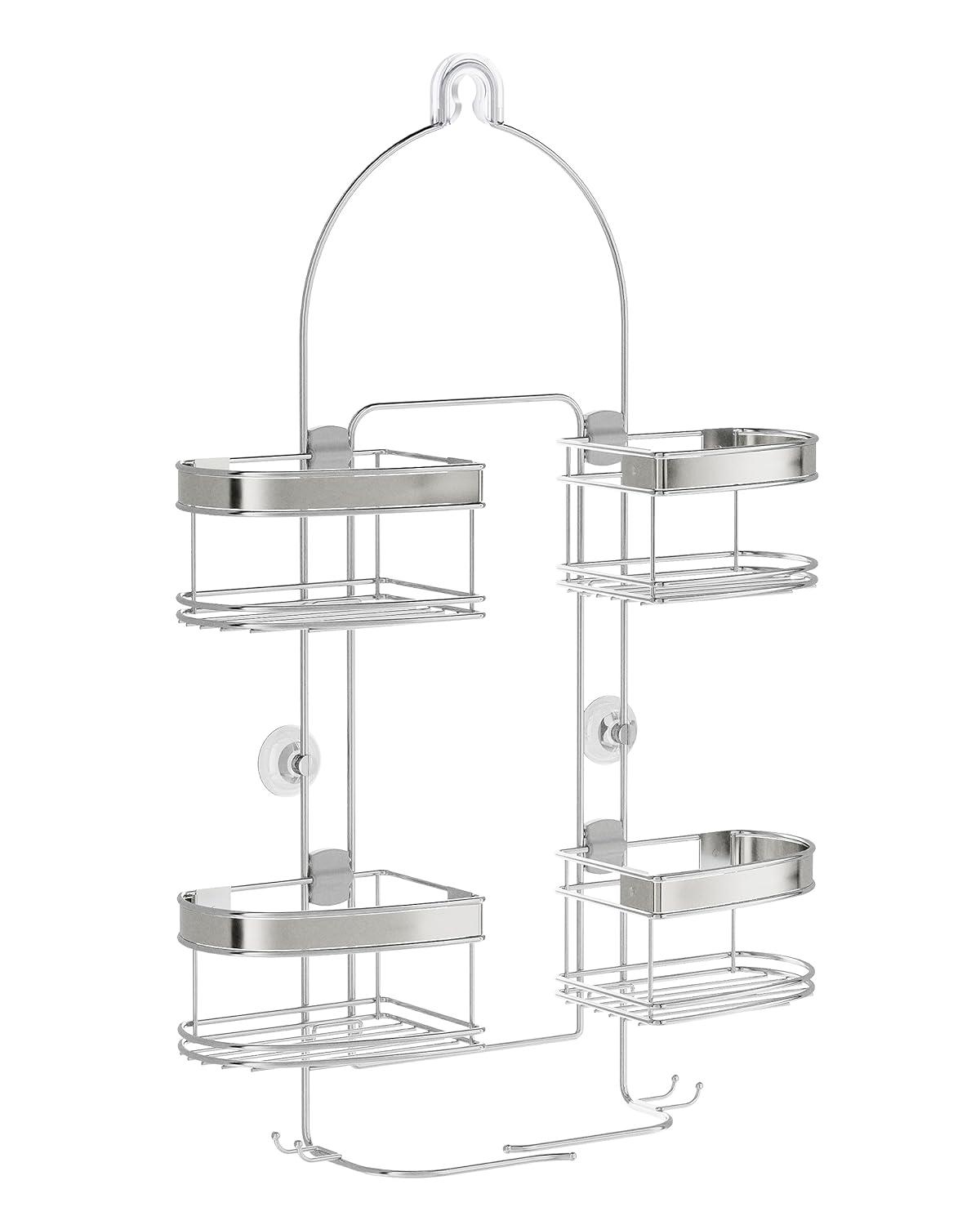 zenna home 7546nsp, expandable over-the-showerhead caddy, chrome