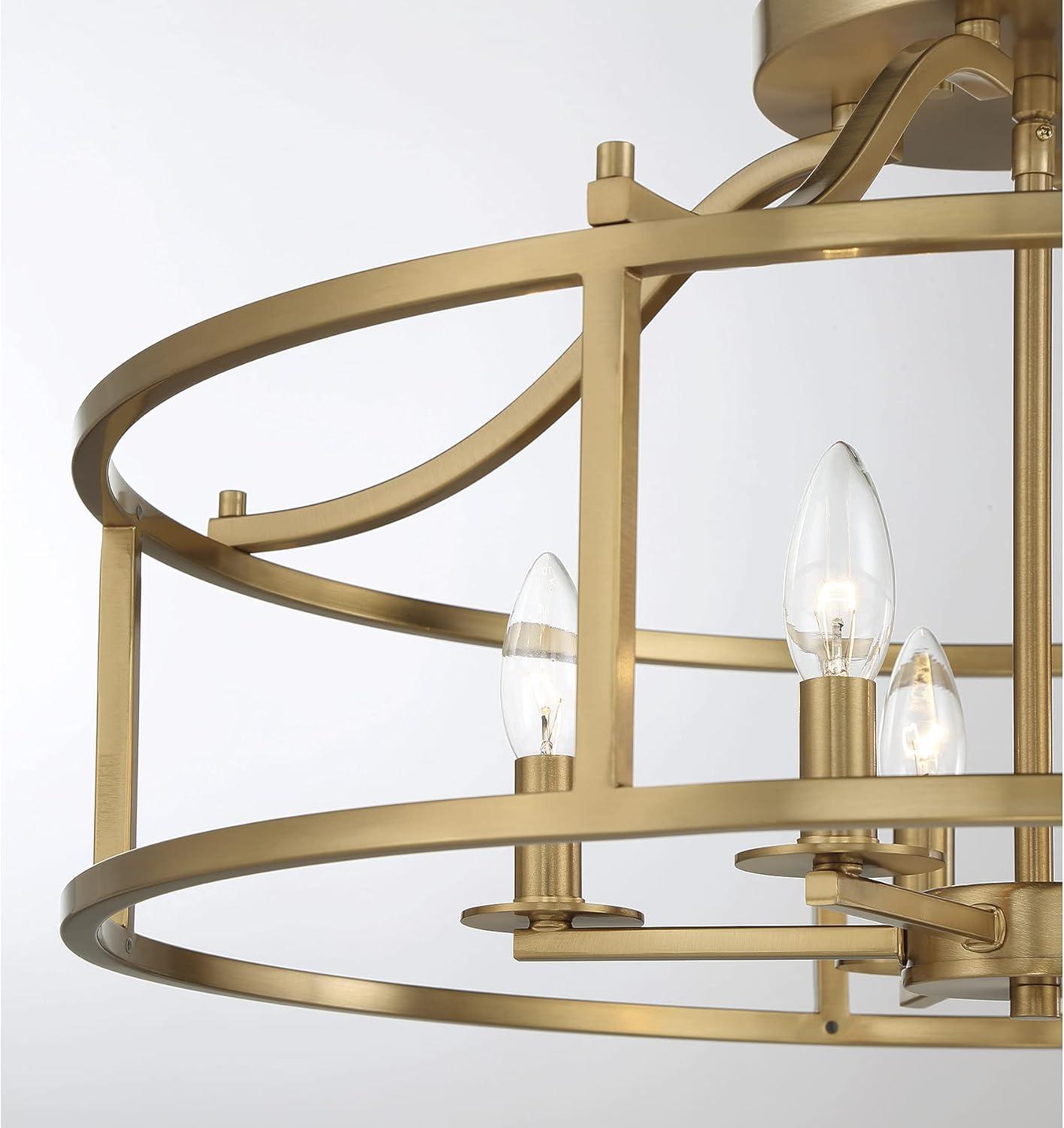 Savoy House Stockton 5 - Light Semi-Flush Mount in  Warm Brass