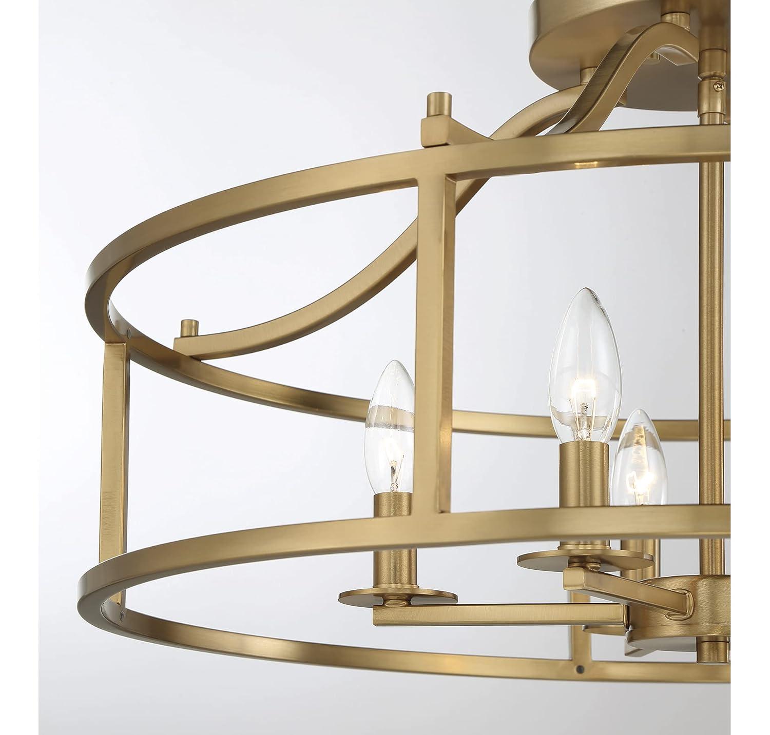 Savoy House Stockton 5 - Light Semi-Flush Mount in  Warm Brass