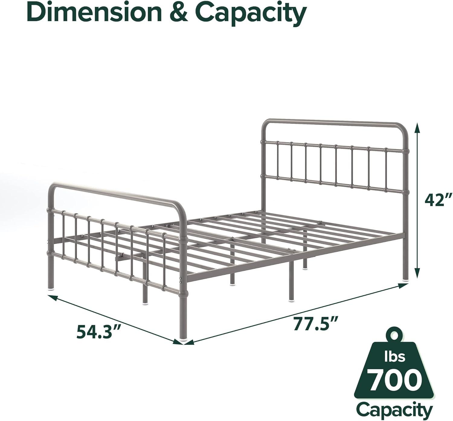 Florence 42" Modern Farmhouse Metal Platform Bed