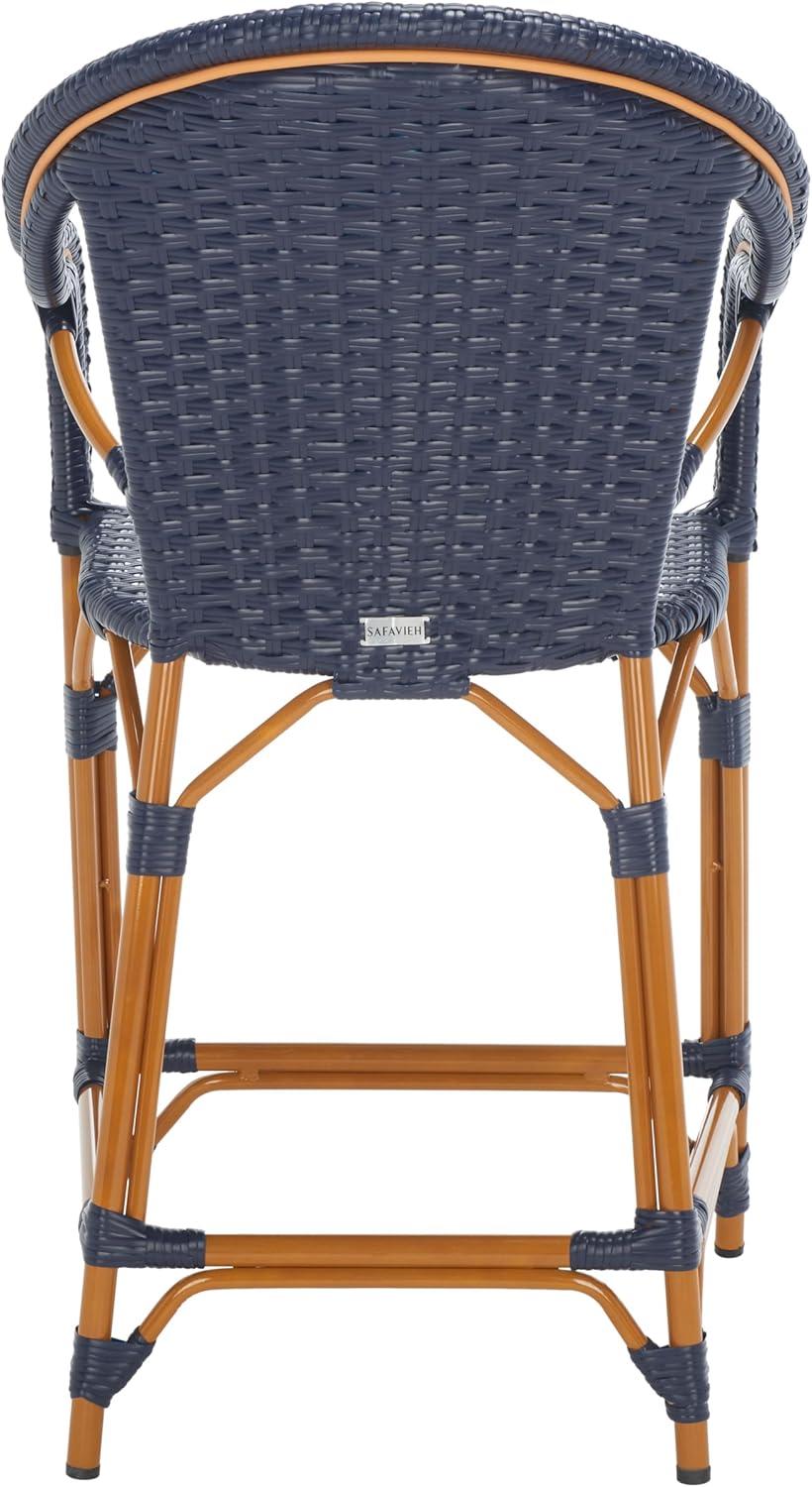 California Counter Stool With Arms - Indoor/Outdoor - PAT7533 - Navy - Safavieh