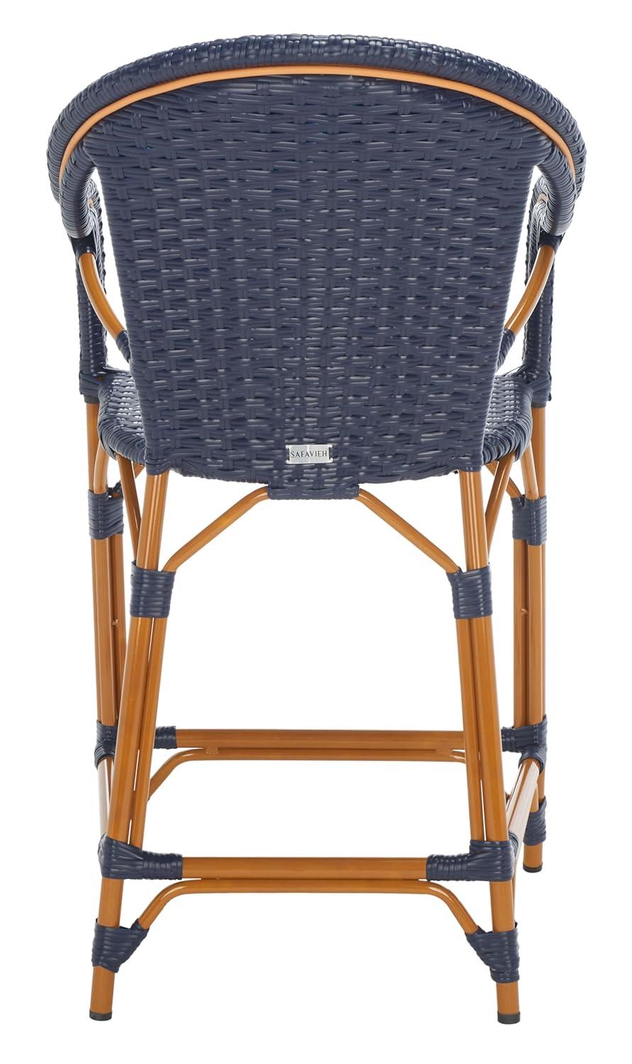California Counter Stool With Arms - Indoor/Outdoor - PAT7533 - Navy - Safavieh