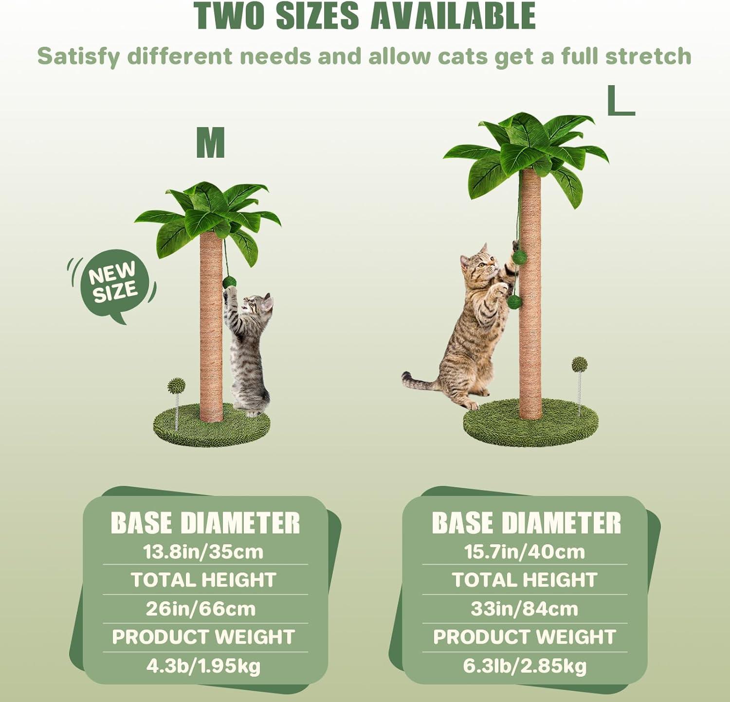 Dohump Cat Scratching Post, 26" Kitten Scratching Post with Premium Sisal Rope, Cute Cat Tree with Dangling and Spring Ball Toys for Indoor Small Cats