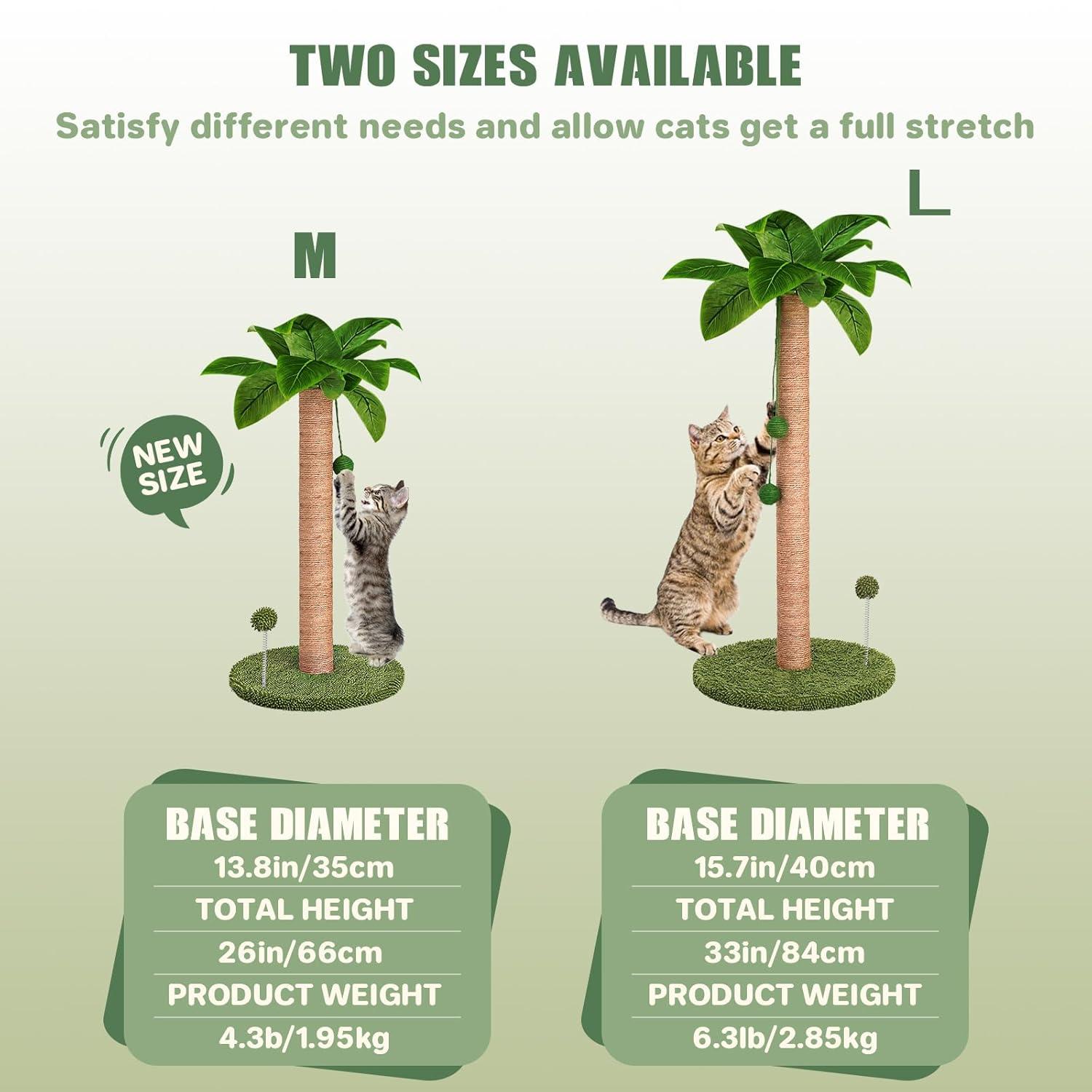 Dohump Cat Scratching Post, 26" Kitten Scratching Post with Premium Sisal Rope, Cute Cat Tree with Dangling and Spring Ball Toys for Indoor Small Cats
