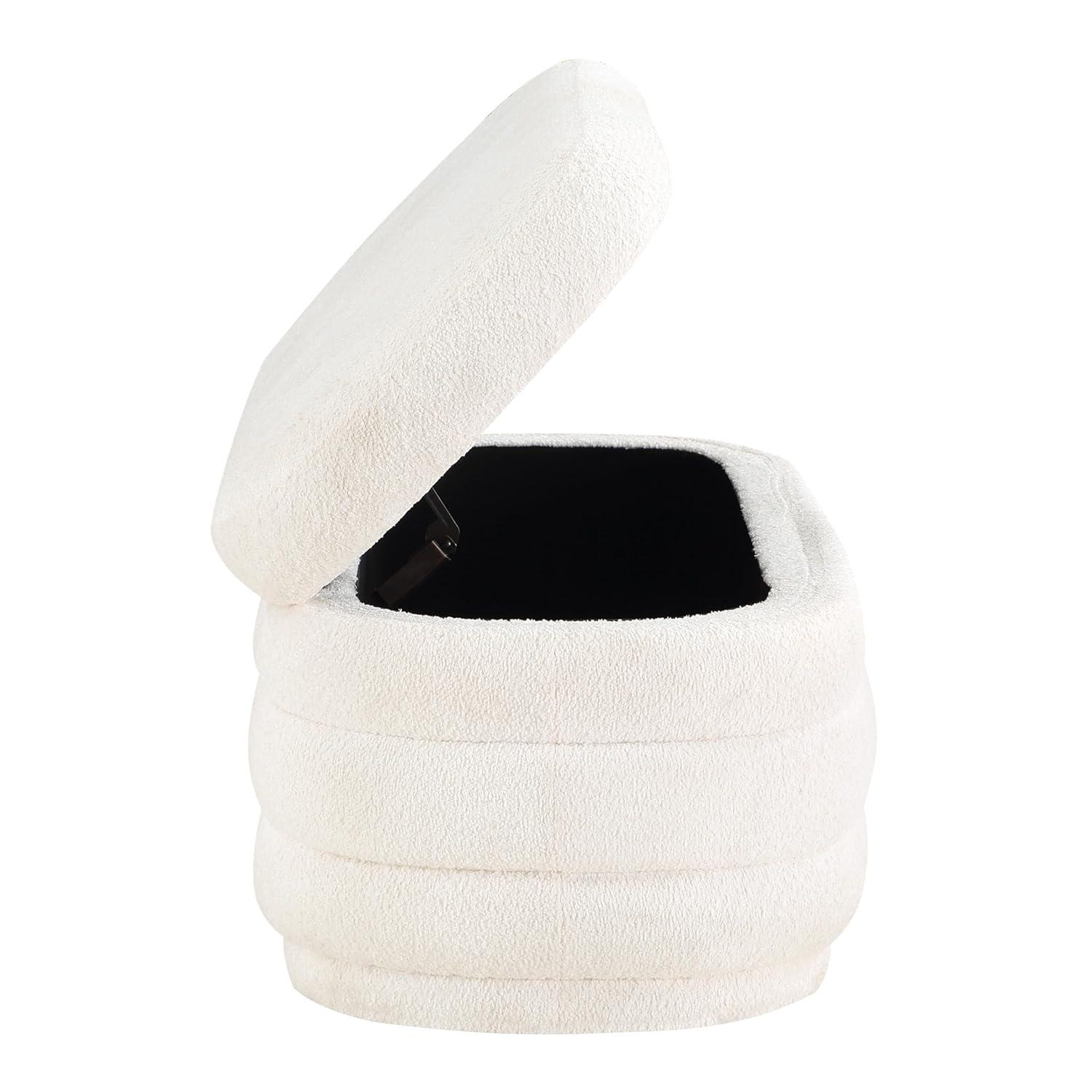 Clifford Storage Bench- White Fabric Snow Sherpa